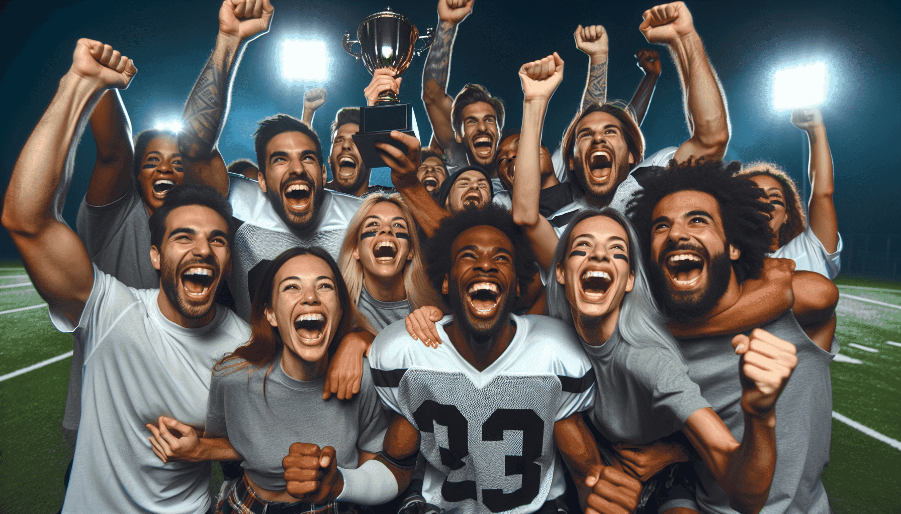Friends celebrating victory at Ice Fishing
